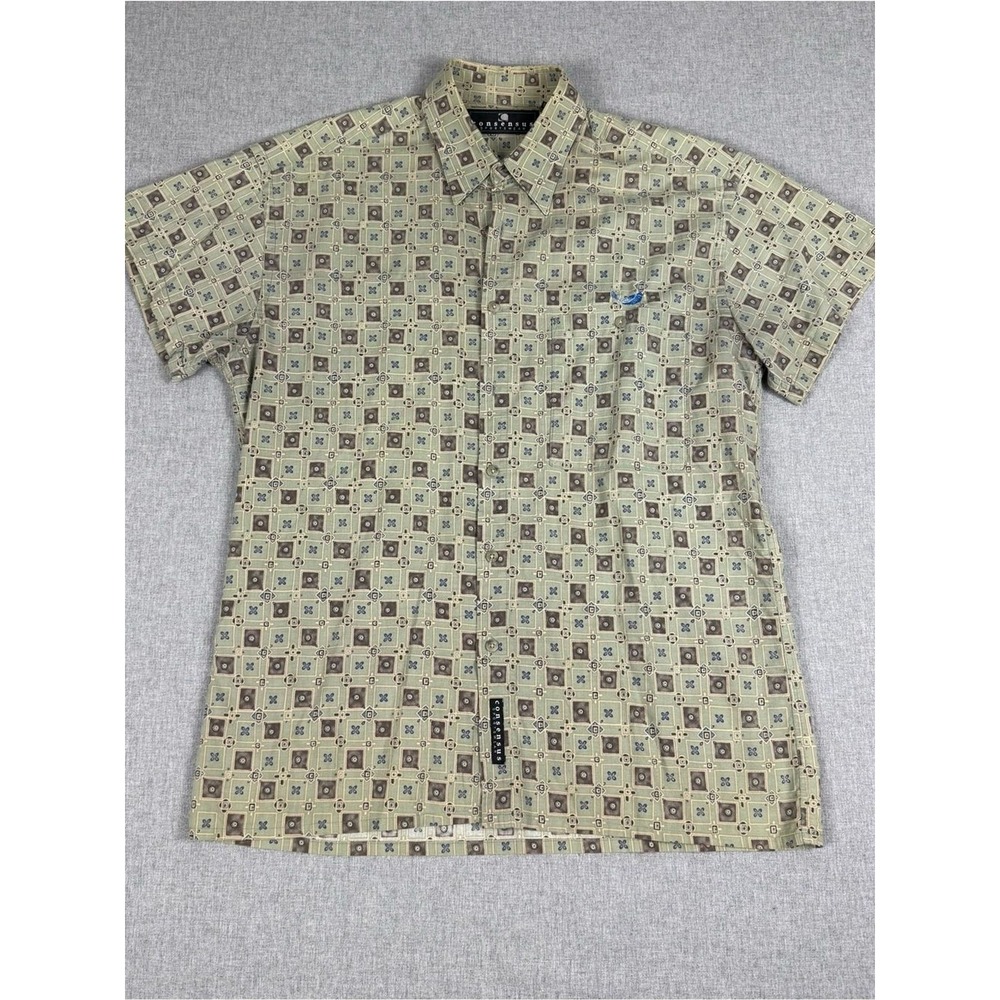 Vintage Consensus Sportswear Sage Geometric Print Shirt M 90s
